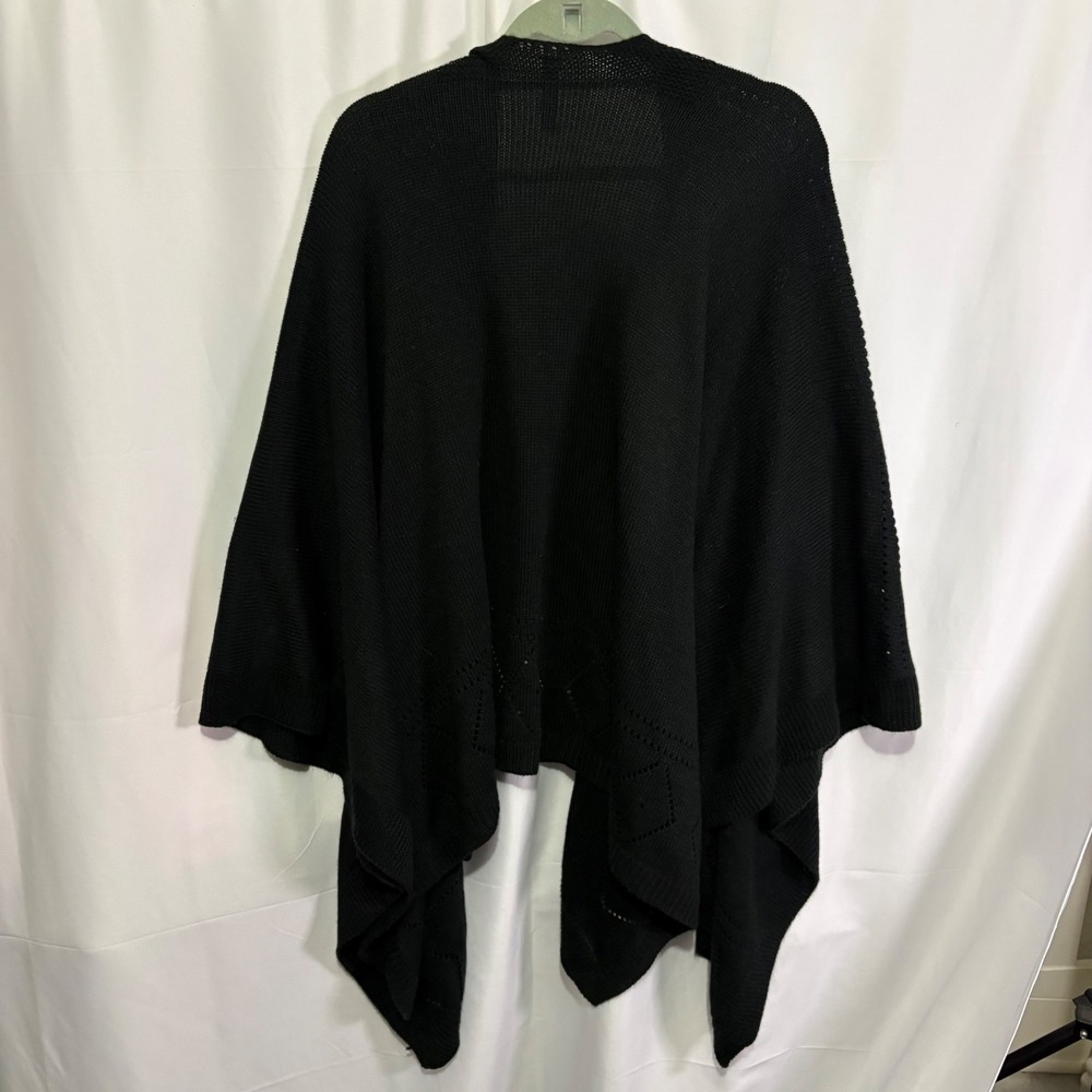 Torrid Black Pointelle Diamond Knit Open Front Wrap Shawl One Size - Picture 8 of 9
